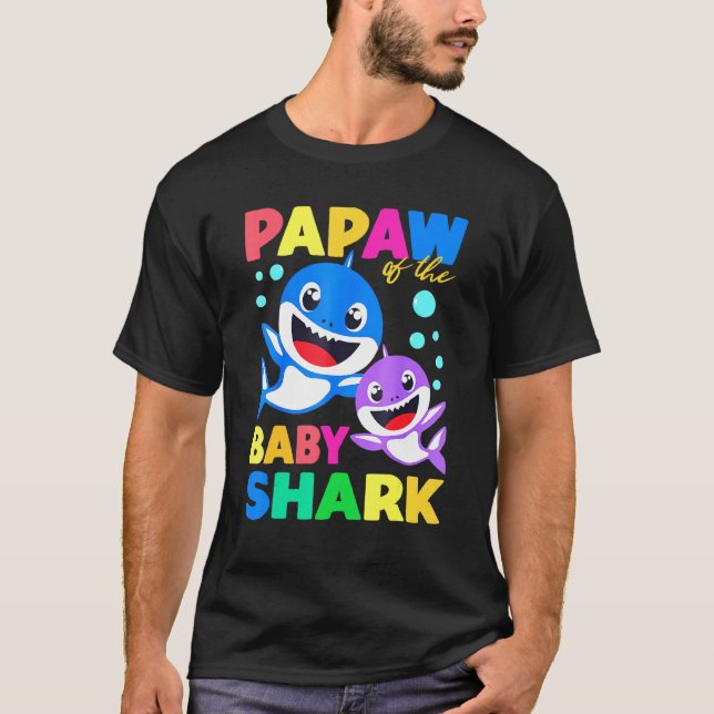 T-shirt Papaw Du Bébé Requin Anniversaire Papaw Requin (Devant)