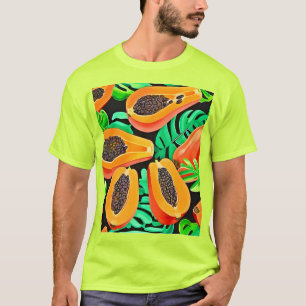 T-shirt Papaya et Feuille Motif frais