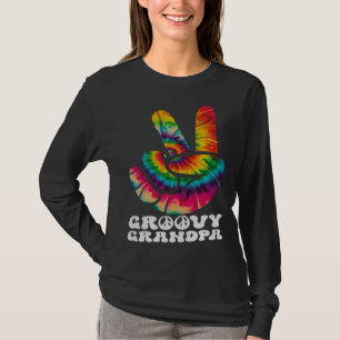 T-shirt Papi Groovy Fait Signe De Paix Hippie Tie Dye