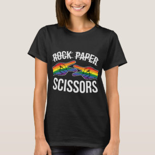 T-shirt Papier-Pierre-Ciseaux-Lesbienne-Arc-En-Ciel