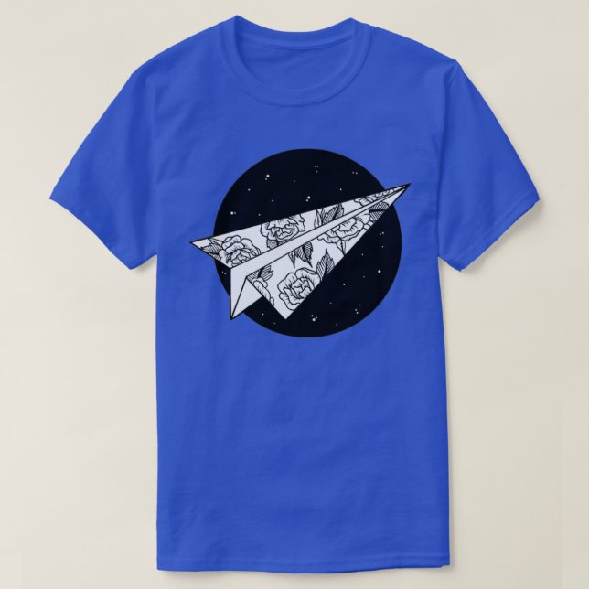 T-shirt Papier Plane Floral Tattoo Design (Design devant)