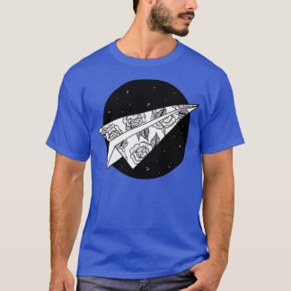 T-shirt Papier Plane Floral Tattoo Design