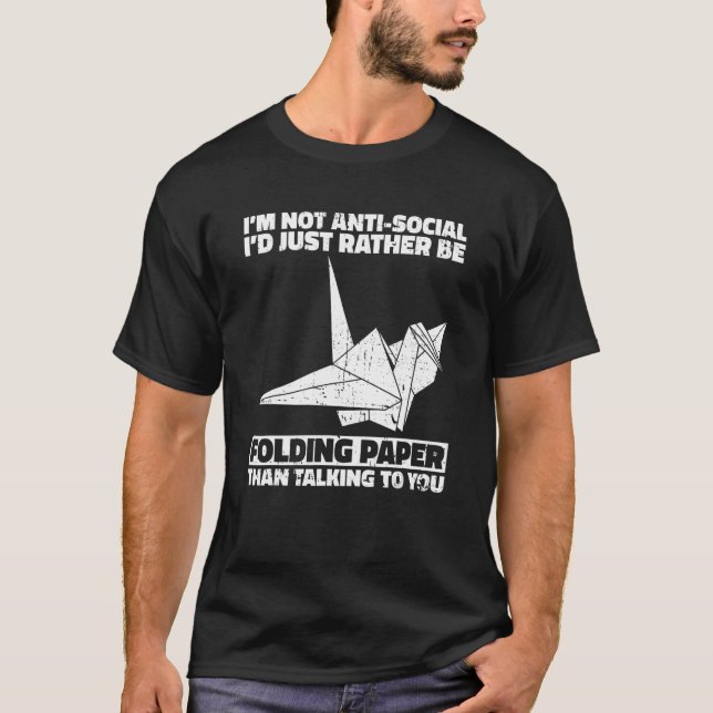 T-shirt Papier pliant Origami pour une grue (Devant)