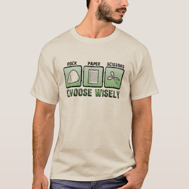 T-shirt Papier - Rocher - Ciseaux; Choisir avec sagesse (Devant)