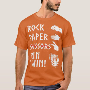 T-shirt Papier Rock Pas Ciseaux Gun Je gagne Drôle Dire