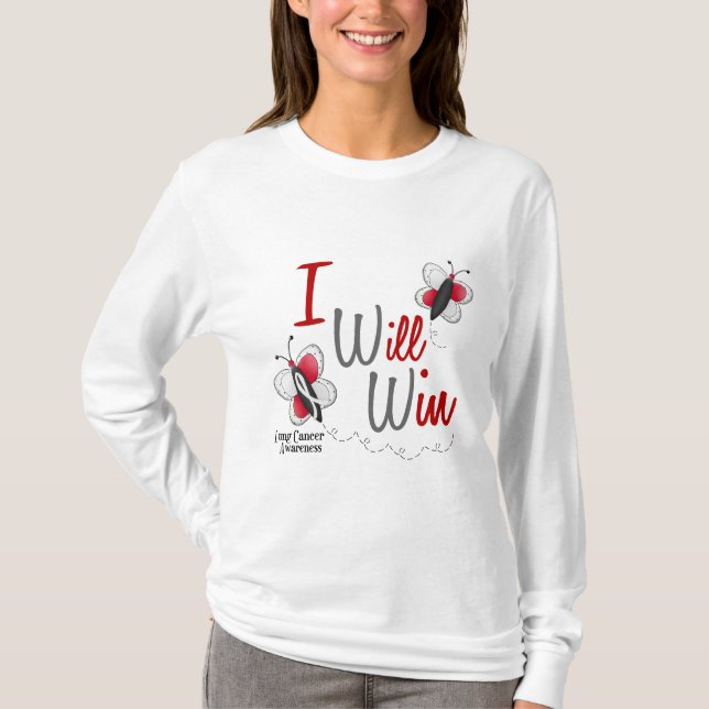 T-shirt Papillon 2 de cancer de poumon que je gagnerai (Devant)