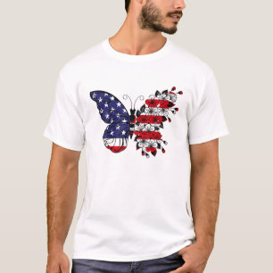 T-shirt Papillon 4 juillet Femmes Drapeau Américain Patrio