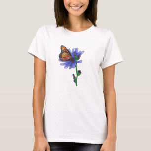 T-shirt Papillon à fleurs bleues