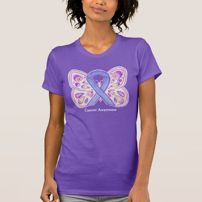 T-shirt papillon à ruban de sensibilisation au can (Devant)