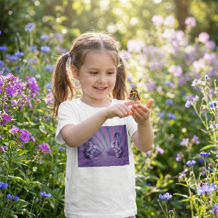 T-shirt Papillon Abstrait pourpre avec ailes rayonnantes