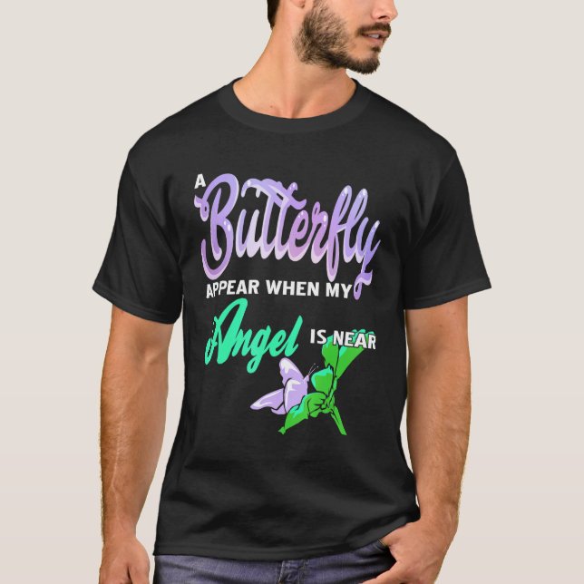 T-shirt Papillon Apparaît Quand Mon Ange Est Près D'Un Pré (Devant)