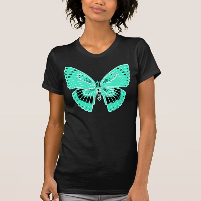 T-shirt Papillon Aqua de style Art Nouveau (Devant)