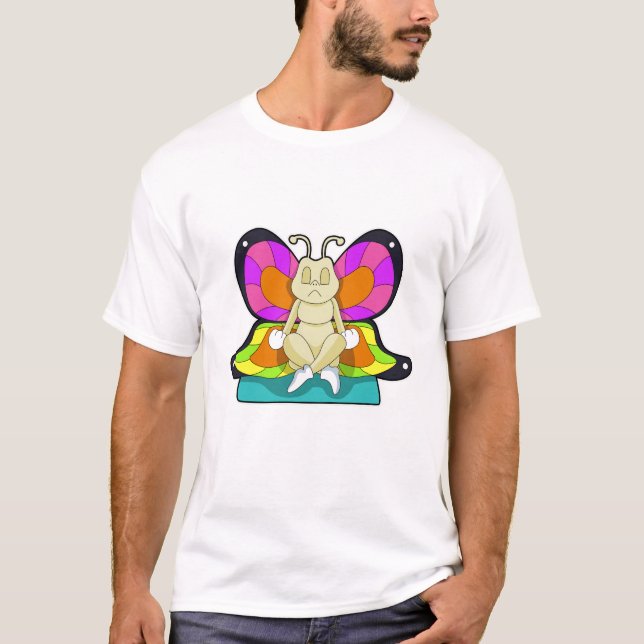 T-shirt Papillon au Yoga en jambe (Devant)