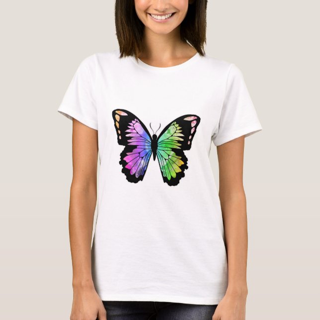 T-shirt Papillon aux couleurs arc-en-ciel (Devant)