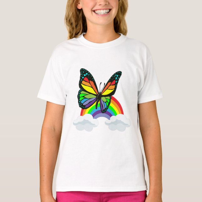 T-shirt Papillon avec arc-en-ciel (Devant)