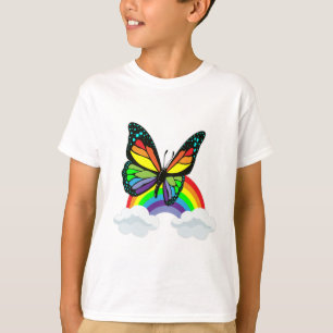 T-shirt Papillon avec arc-en-ciel
