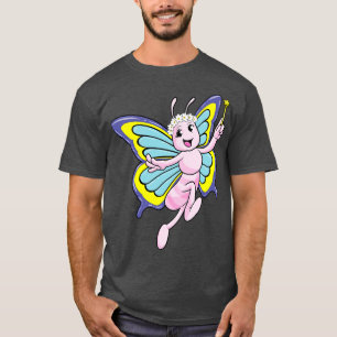 T-shirt Papillon avec baguette magique et couronne de fleu