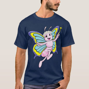 T-shirt Papillon avec baguette magique et couronne de fleu