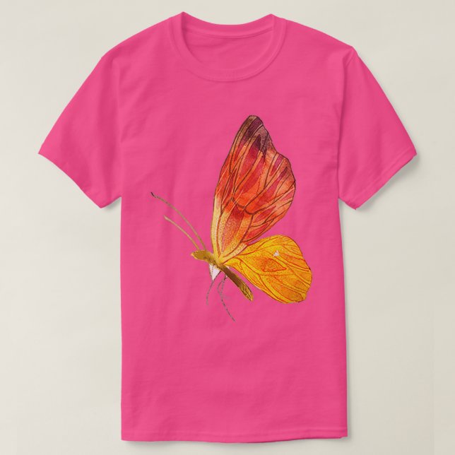T-shirt Papillon bleu arrosé et orange (Design devant)