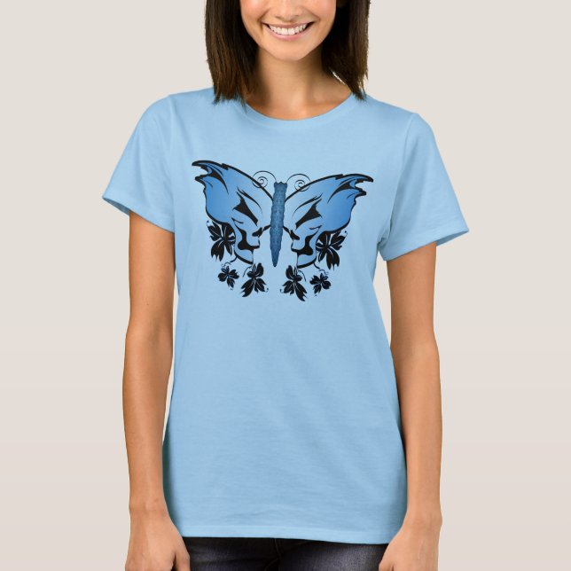 T-shirt Papillon bleu du crâne (Devant)
