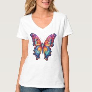 T-shirt Papillon Bleu Orange ailes