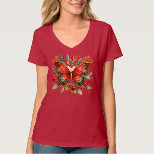T-shirt Papillon botanique élégant Fleur de luxe Nature