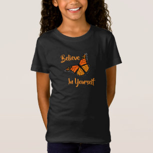 T-Shirt Papillon brillant de monarque orange et noir