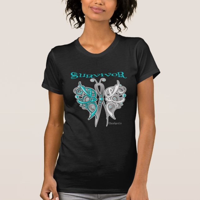 T-shirt Papillon celtique de survivant - cancer du col de (Devant)