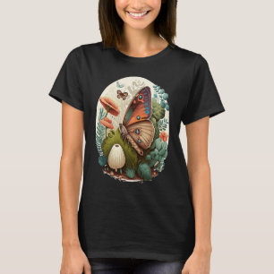 T-shirt Papillon Champignon Plantes Botanique Herbe Cottag
