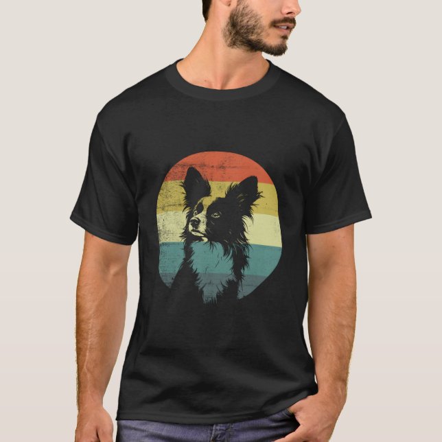 T-shirt Papillon Chien Papillon Design rétro (Devant)
