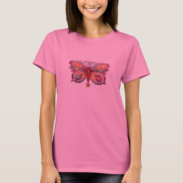 T-shirt Papillon Cigar Antique Peinture publicité (Devant)