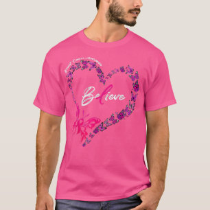 T-shirt Papillon Coeur Beléive rose Ruban Cancer du sein