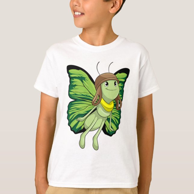 T-shirt Papillon comme pilote avec casquette pilote (Devant)