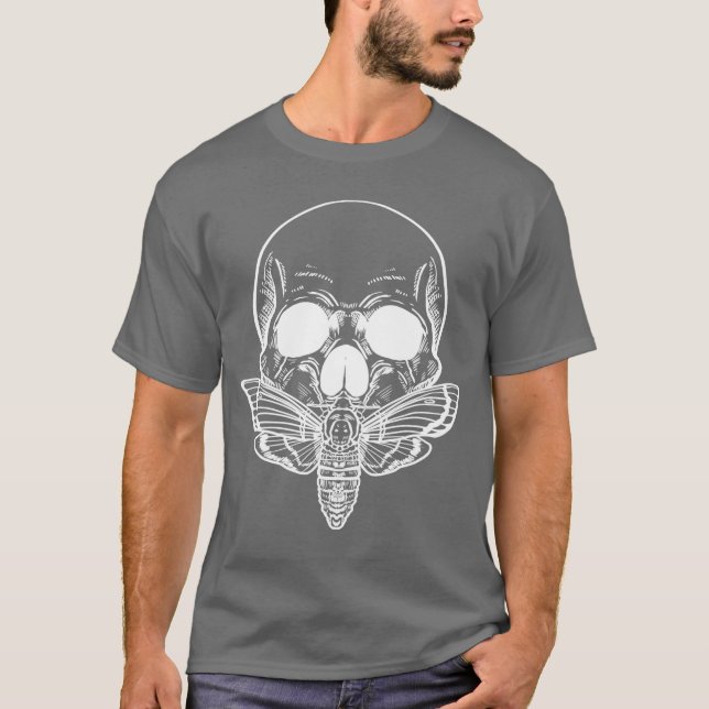 T-shirt Papillon Crâne gothique Moth Punk Rock Skeleton Ho (Devant)