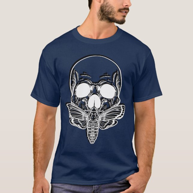 T-shirt Papillon Crâne Moth Squelette Goth Punk Rock Horro (Devant)