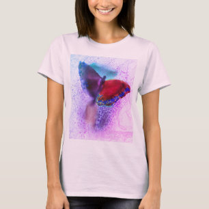T-shirt Papillon d'aquarelle Ombre rose et violet