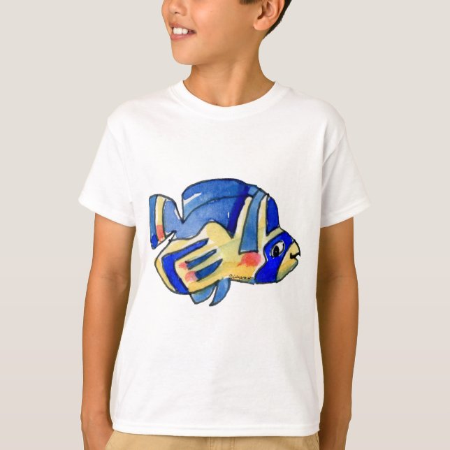 T-shirt Papillon de caricature poisson bleu (Devant)