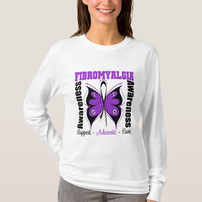 T-shirt Papillon de conscience de fibromyalgie (Devant)