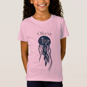T-Shirt Papillon de méduse abstraite personnalisé rose