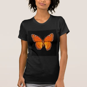T-SHIRT PAPILLON DE MONARQUE ORANGE SUR LA COULEUR NOIRE