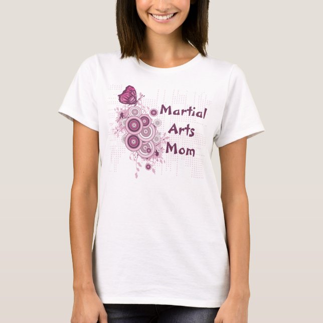 T-shirt Papillon de rose de maman d'arts martiaux (Devant)