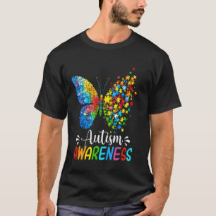 T-shirt Papillon de sensibilisation à l'autisme Arc-en-cie