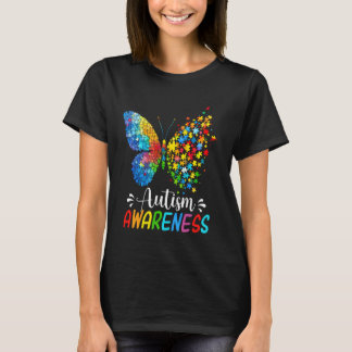 T-shirt Papillon de sensibilisation à l'autisme Arc-en-cie