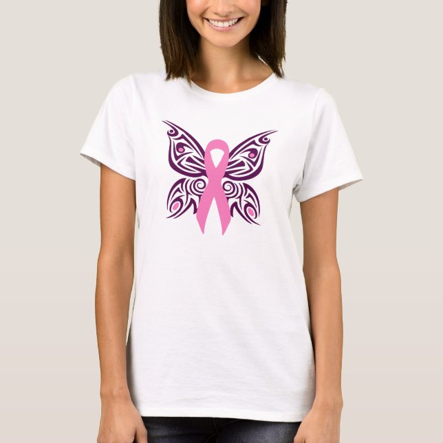 T-shirt Papillon de sensibilisation au cancer du sein (Devant)