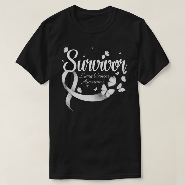 T-shirt Papillon de sensibilisation au cancer pulmonaire d (Design devant)