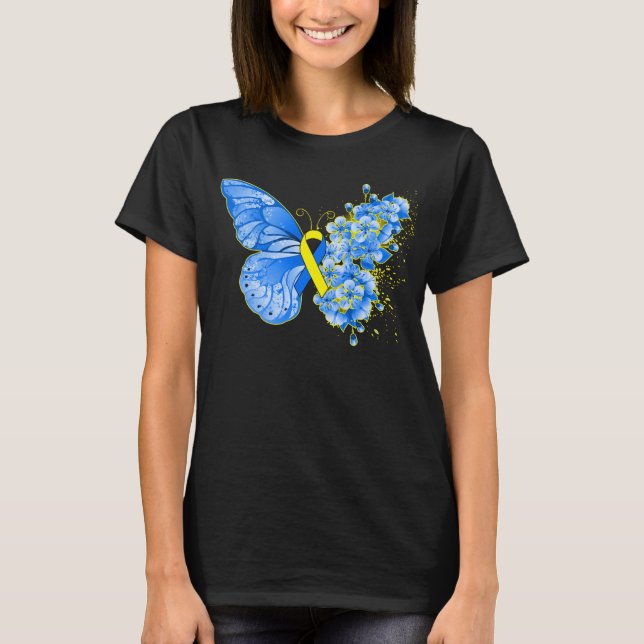 T-shirt Papillon de sensibilisation au syndrome de Down (Devant)