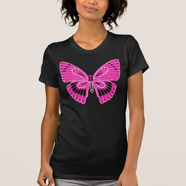 T-shirt Papillon de style Art nouveau Hot Fuchsia rose (Devant)