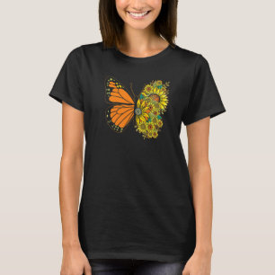 T-shirt Papillon de tournesol Floral Femmes Filles Papillo