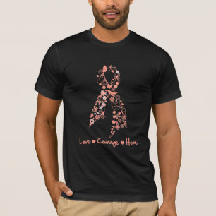 T-shirt Papillon d'espoir de courage d'amour - Cancer