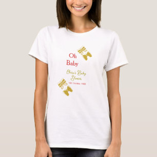 T-shirt Papillon doré baby shower rouge oh bébé moderne